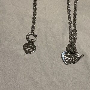 Set of Tiffany & Co. Silver Heart Charm Necklace and bracelet